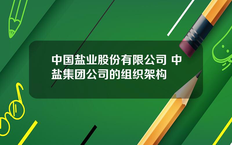 中国盐业股份有限公司 中盐集团公司的组织架构